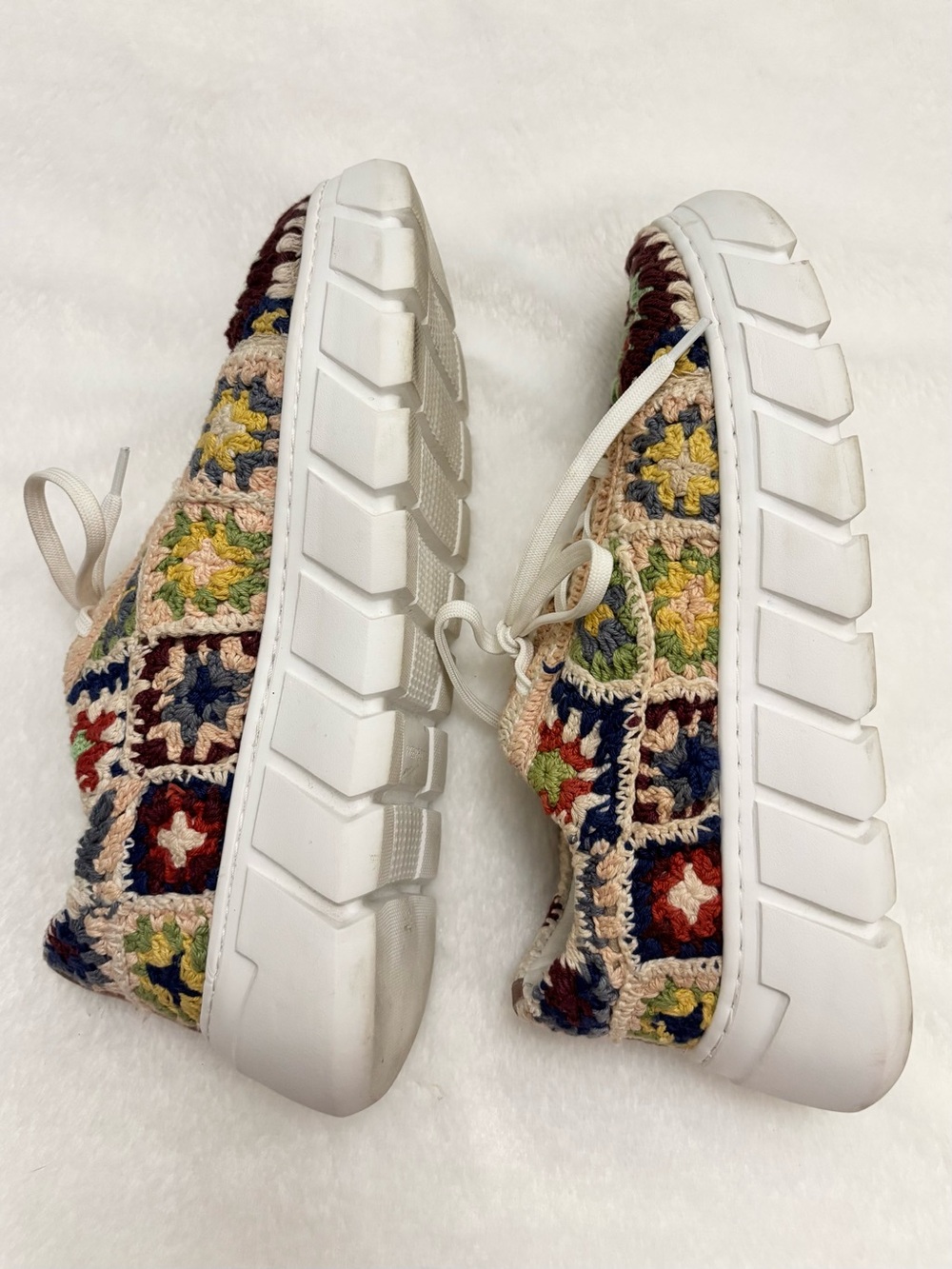 Free People Catch Me If You Can Multicolor Crochet Patchwork Platform Sneakers - Picture 11 of 14